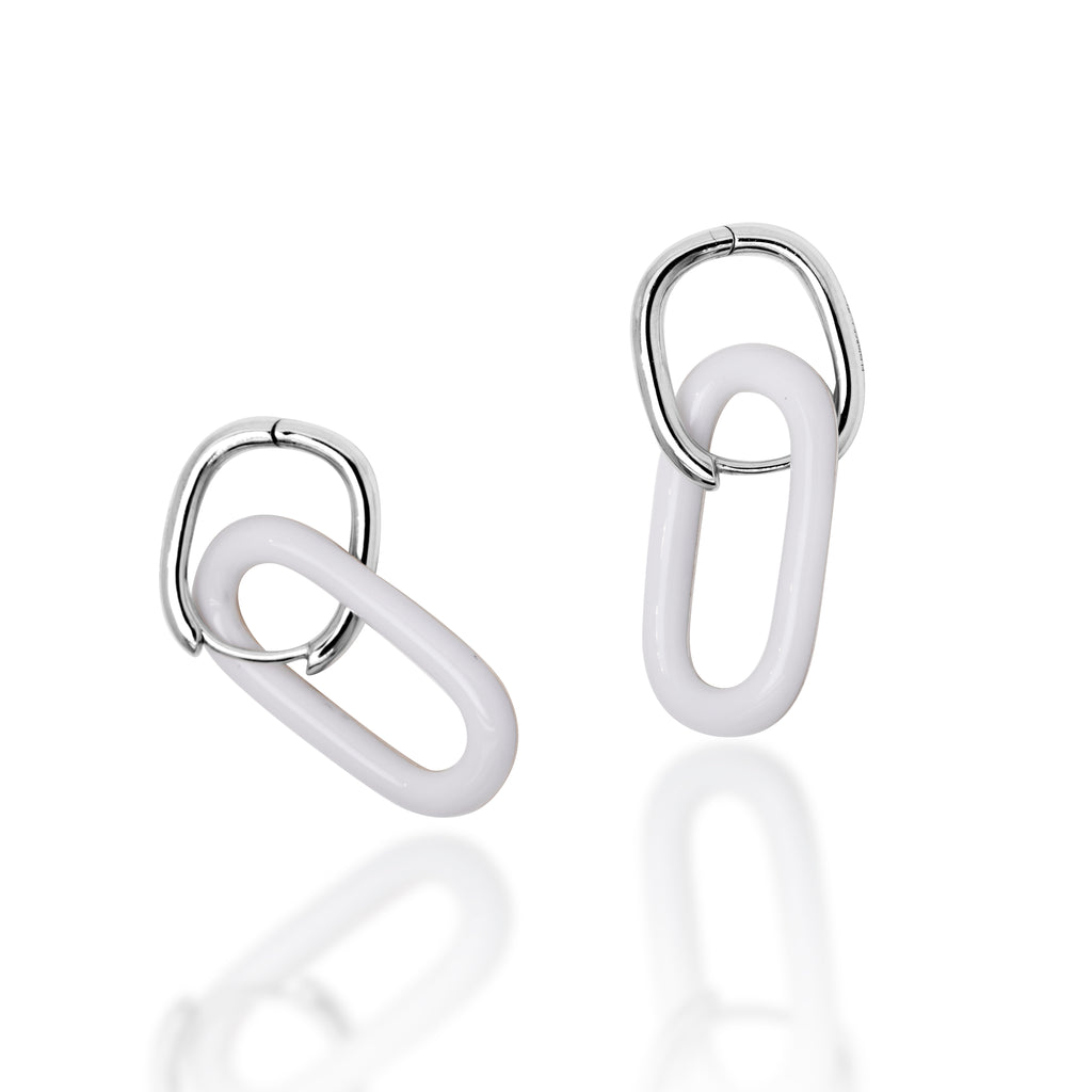 Minimalist Oval Enamel Earrings