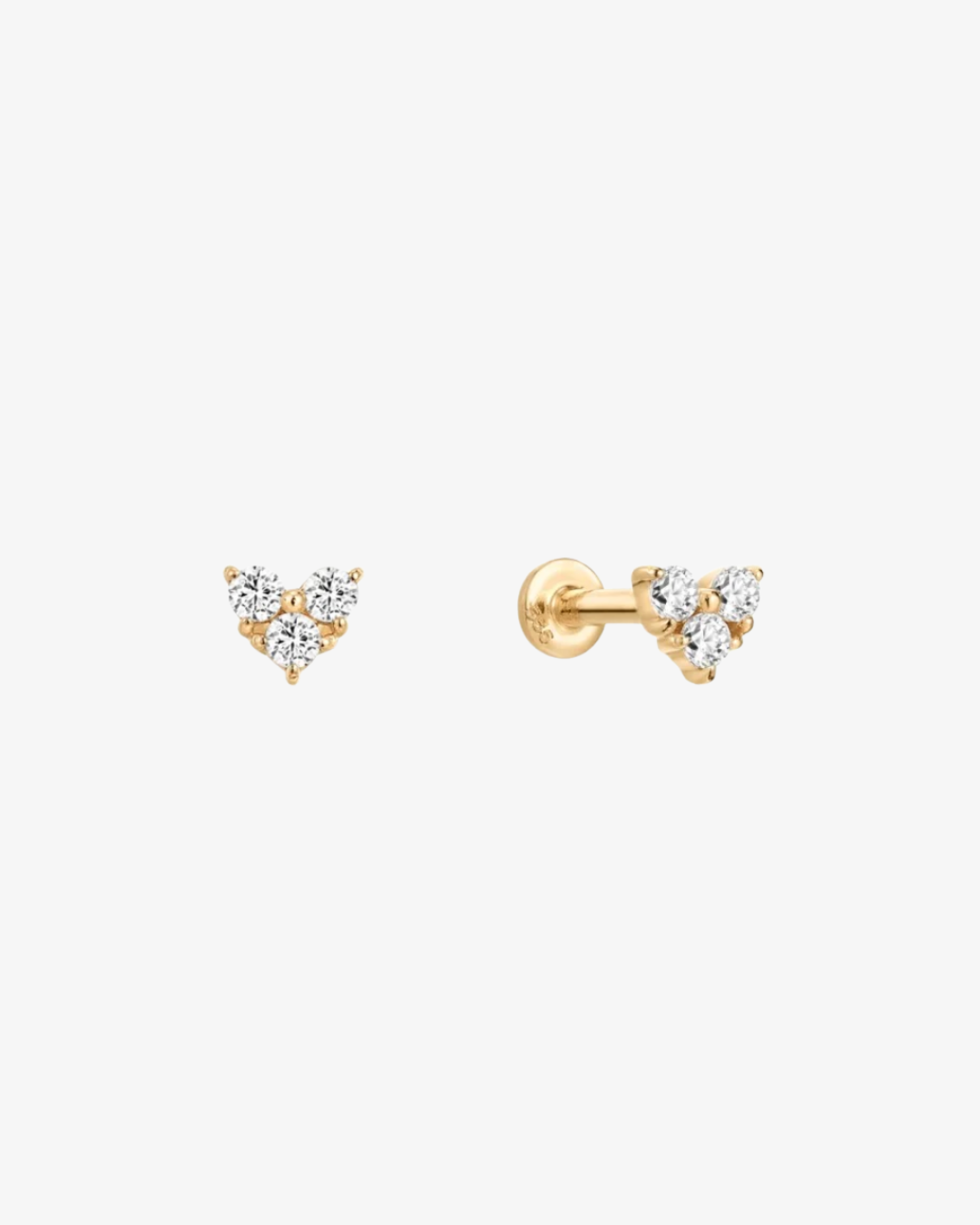Trio Heart Flatback Earring