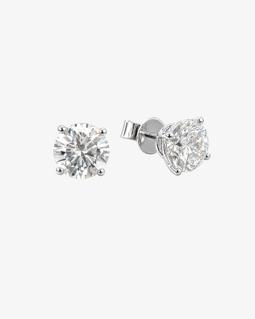 2ct Each Round Brilliant Cut Diamond Stud Earrings