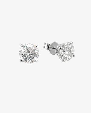 2ct Each Round Brilliant Cut Diamond Stud Earrings