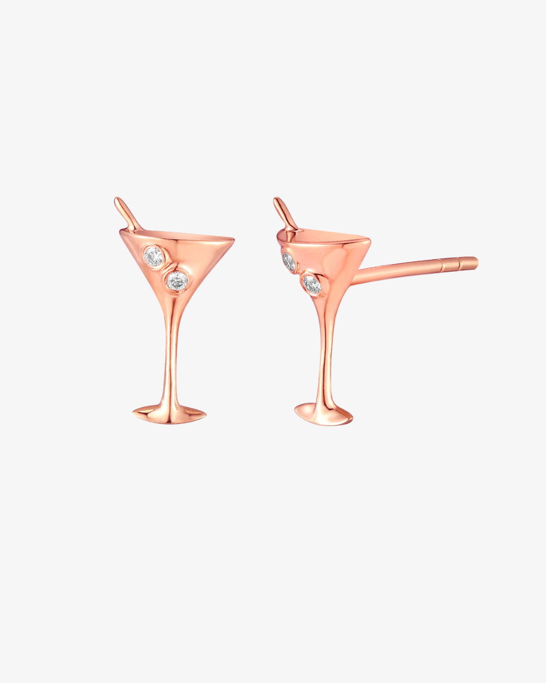 Gold Martini Stud Earring