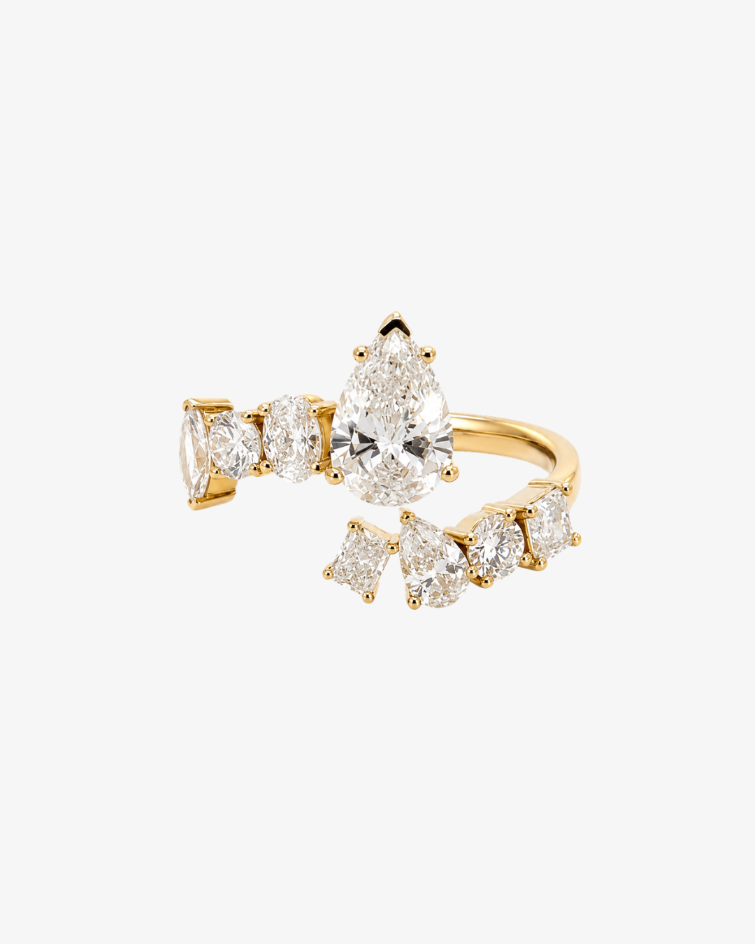 18K Gold Diamond Curve Ring