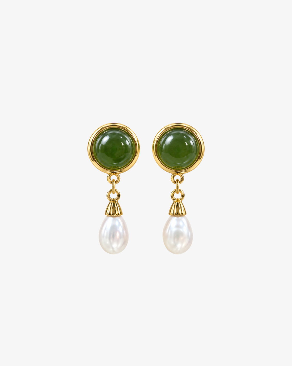 Sauge Jade Pearl Drop Earrings