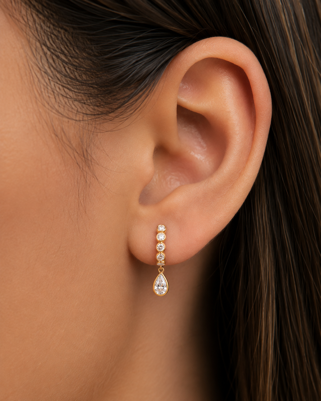 Poire Drop Huggie Earring