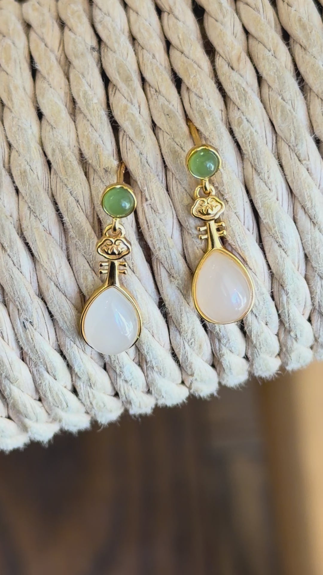 Jade Wishbone Drop Earrings