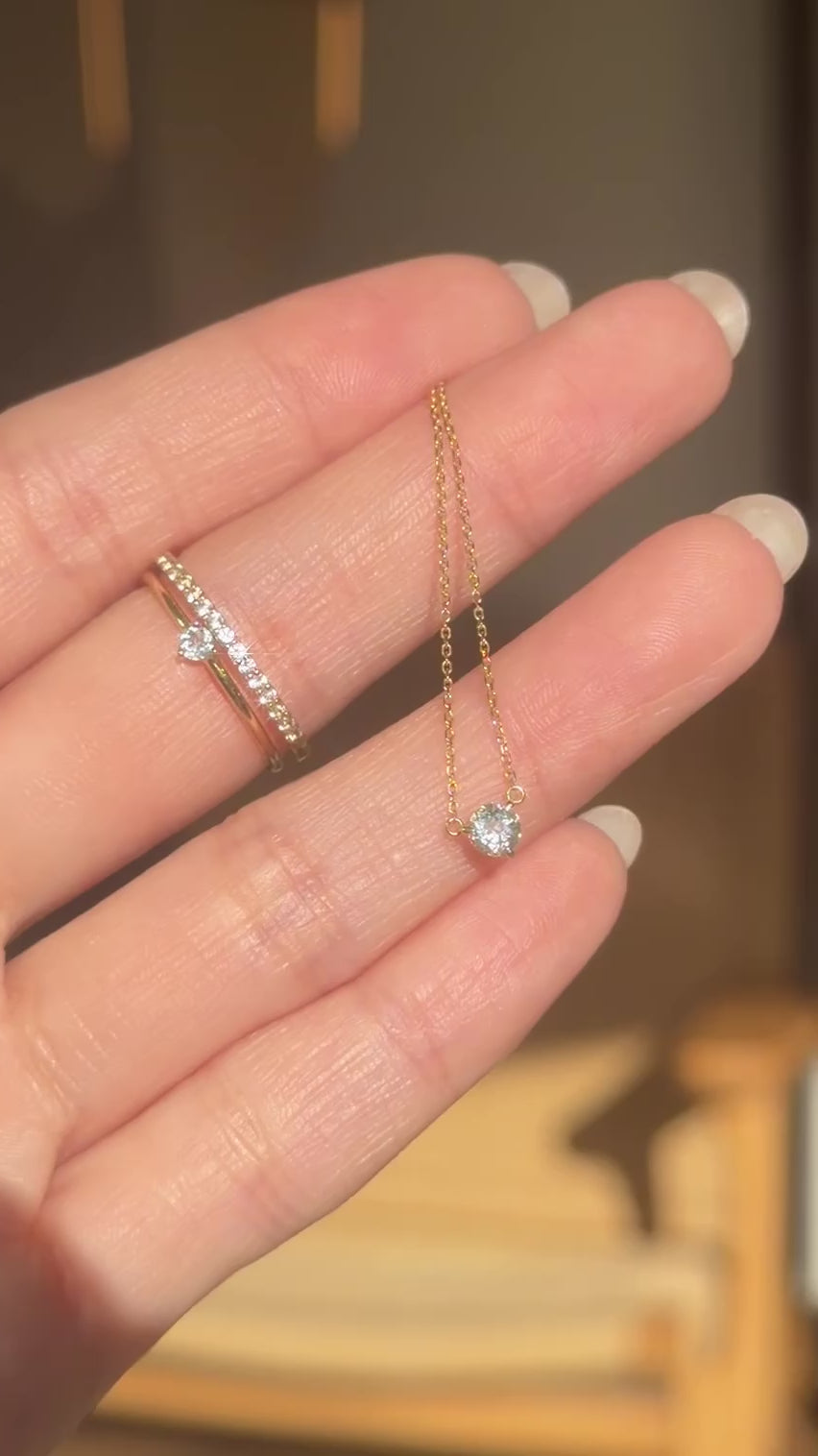 March Birthstone Aquamarine Solitaire Necklace