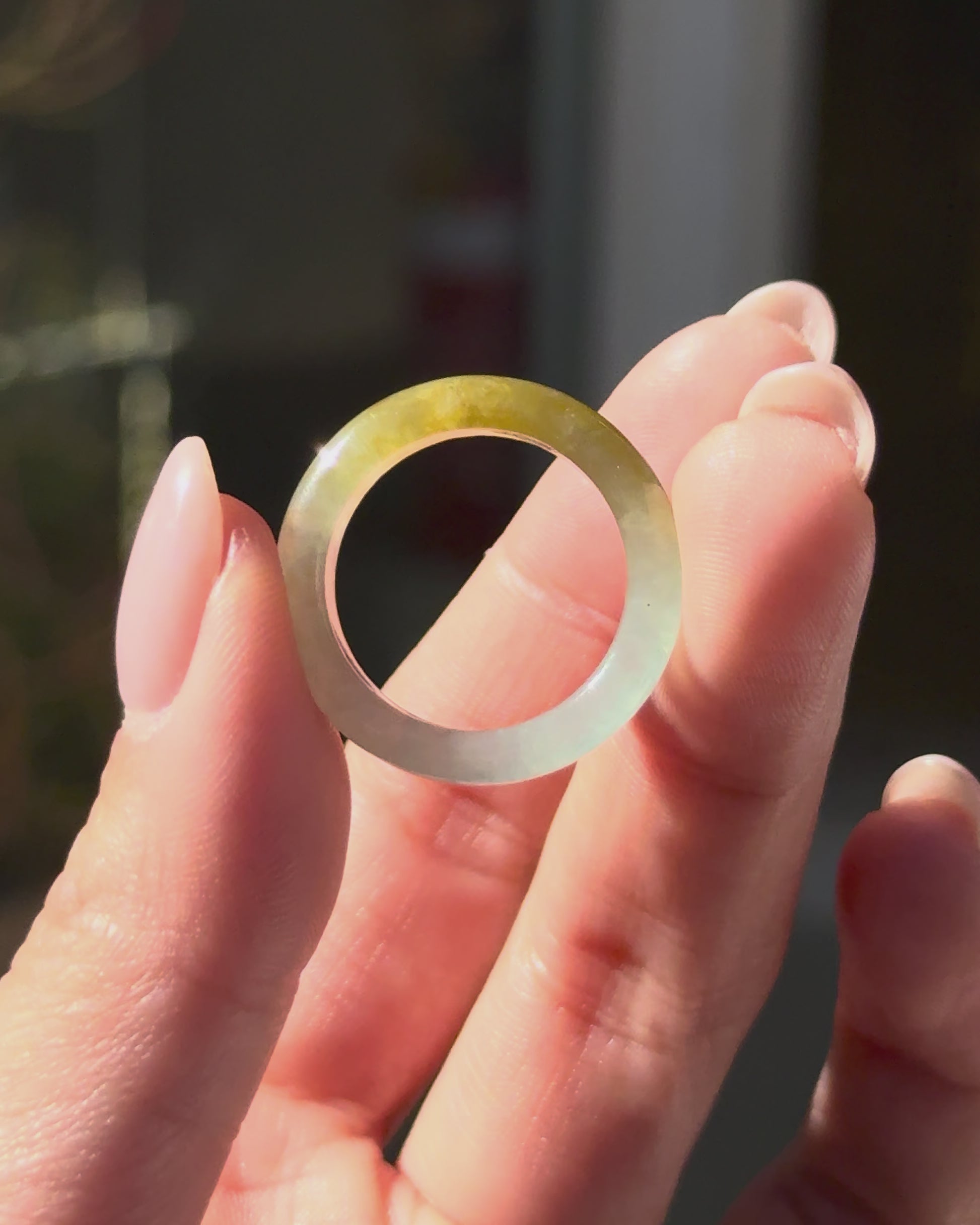 Golden Moss Jade Ring