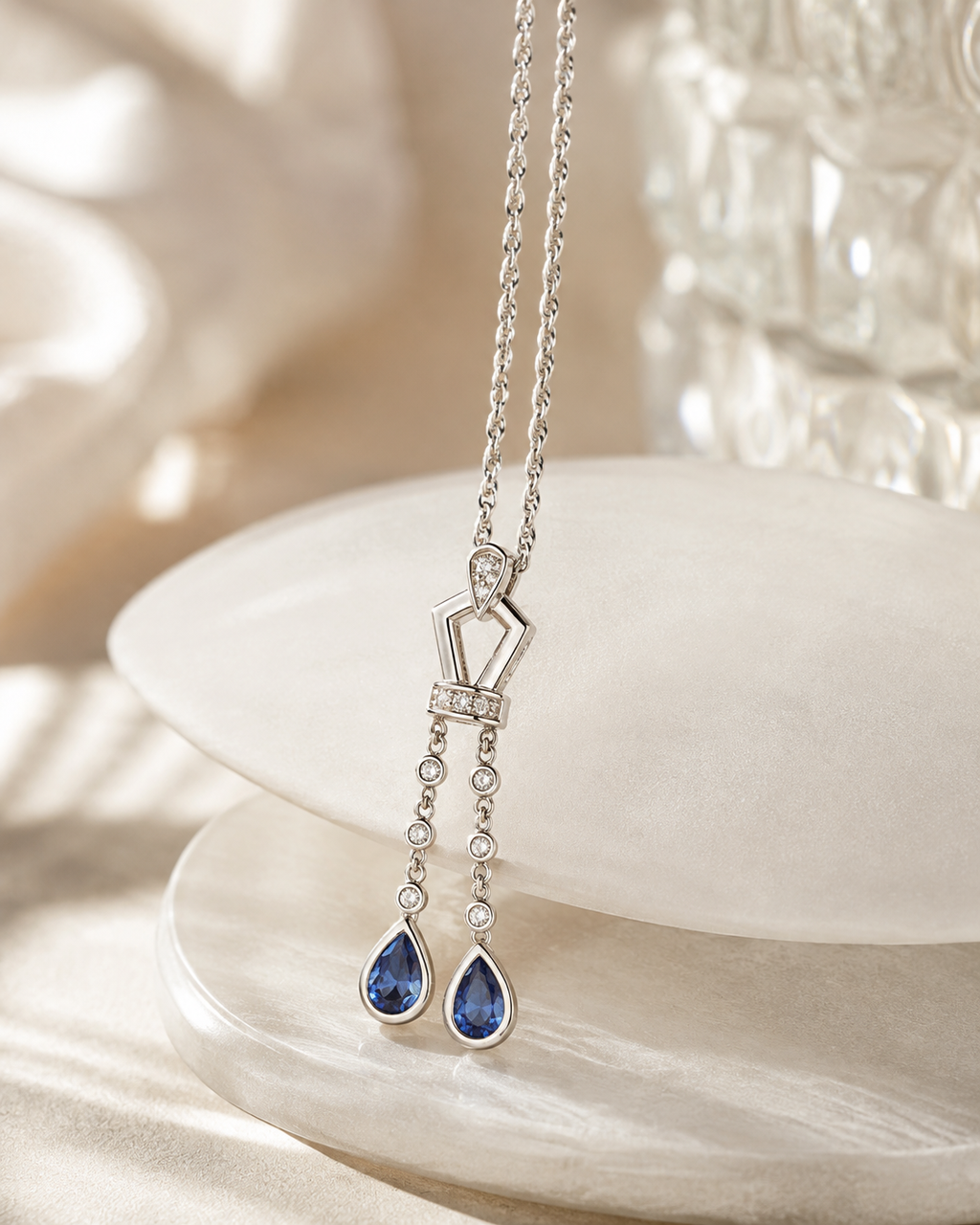 Celeste Sapphire Drop Necklace
